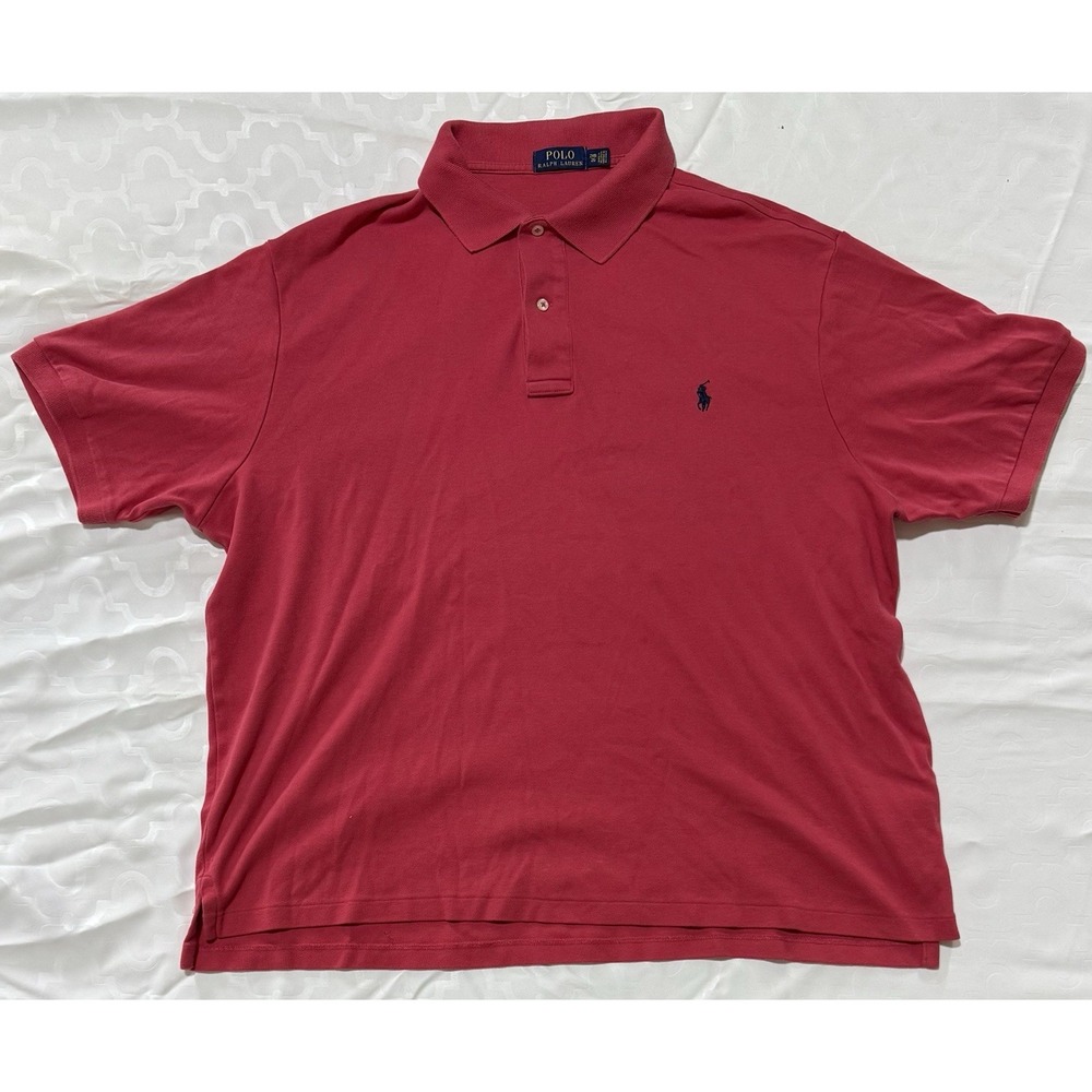 Polo Ralph Lauren Shirt‎ Men's 2XB Big Short Sleeve Small Pony Salmon Soft